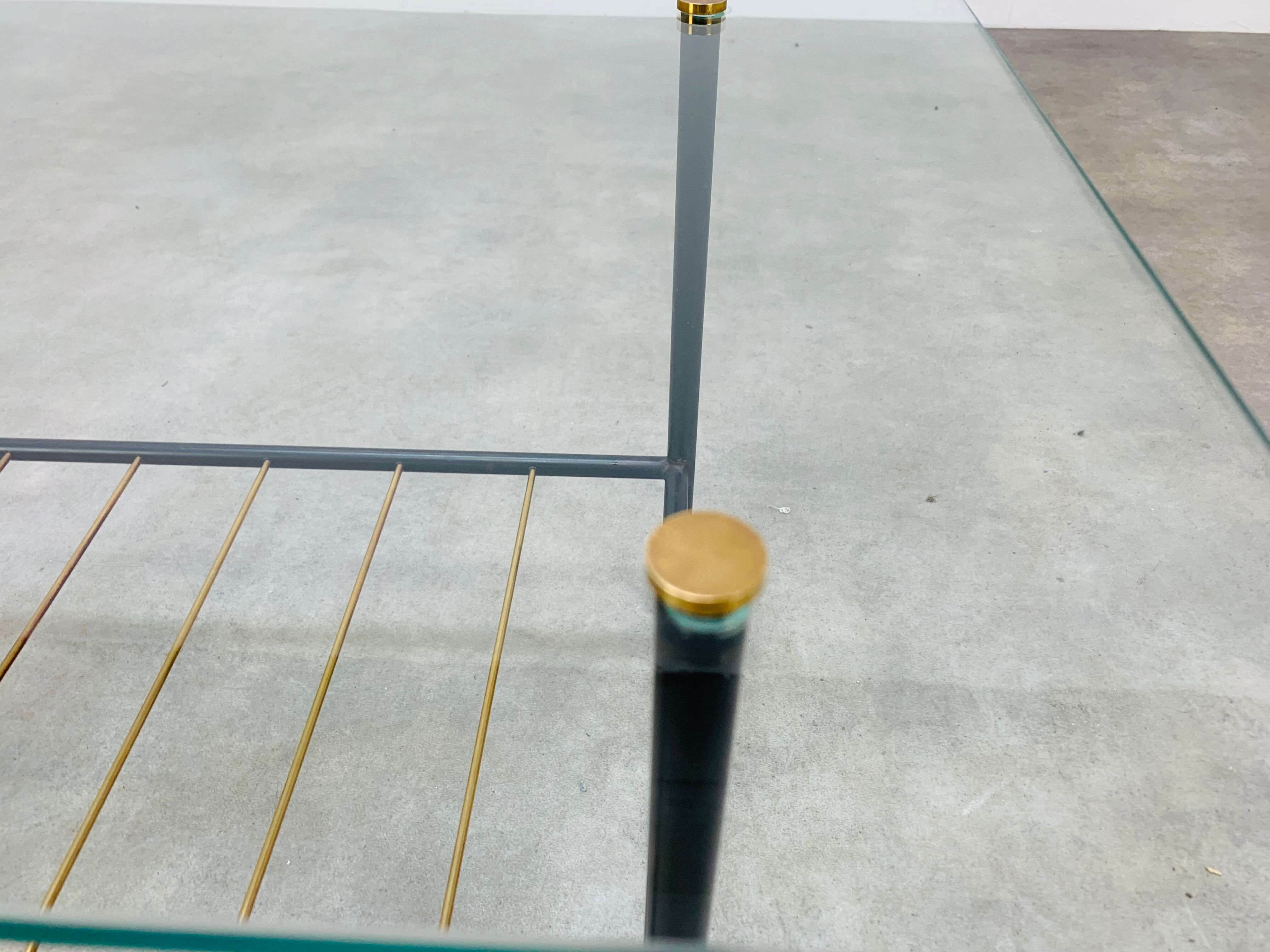 Coffee table 50s glass metal brass sofa tip