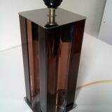 Designer lamp in smoked plexiglass and chromed metal 1970