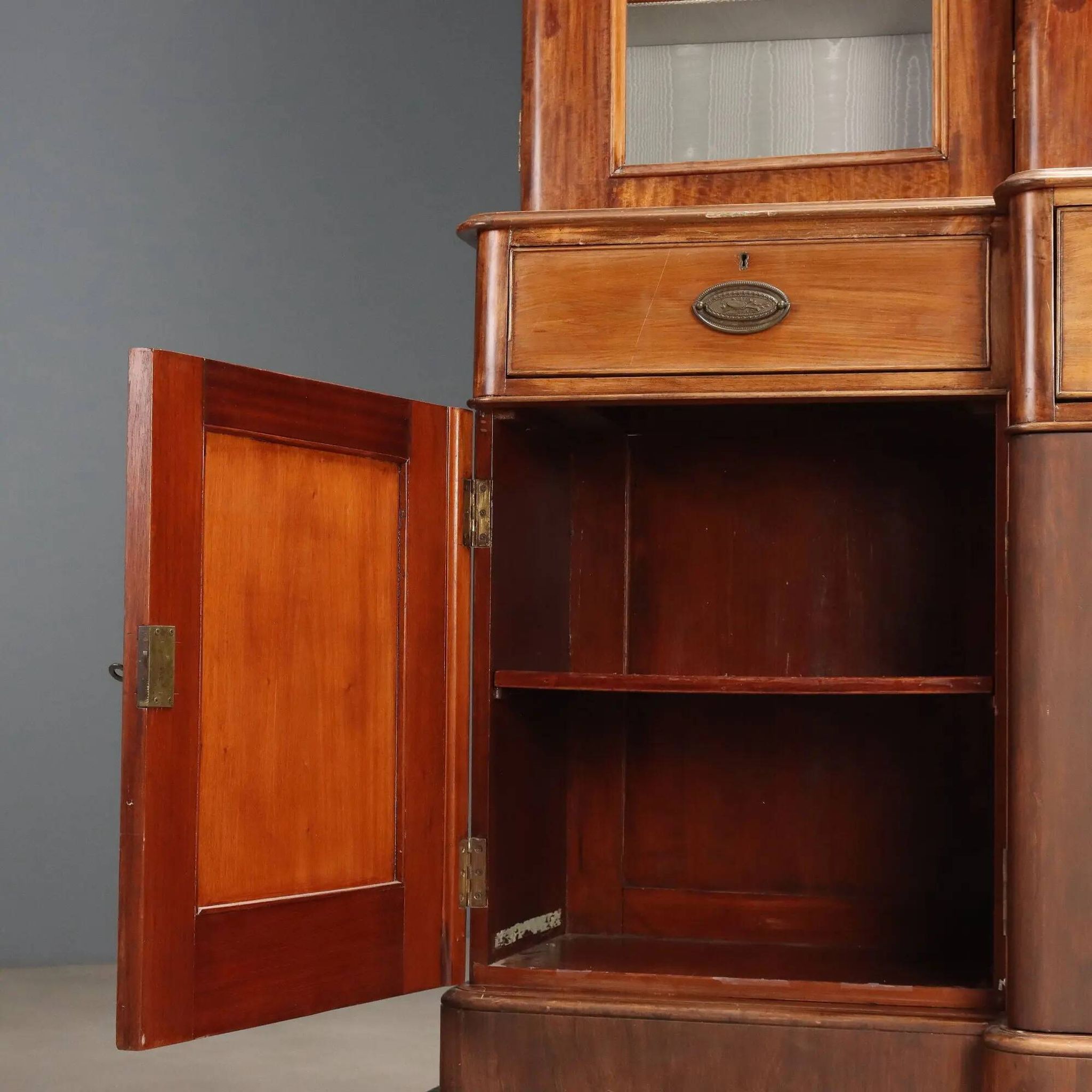 Antique mahogany library with glass and leather, United Kingdom 1800s