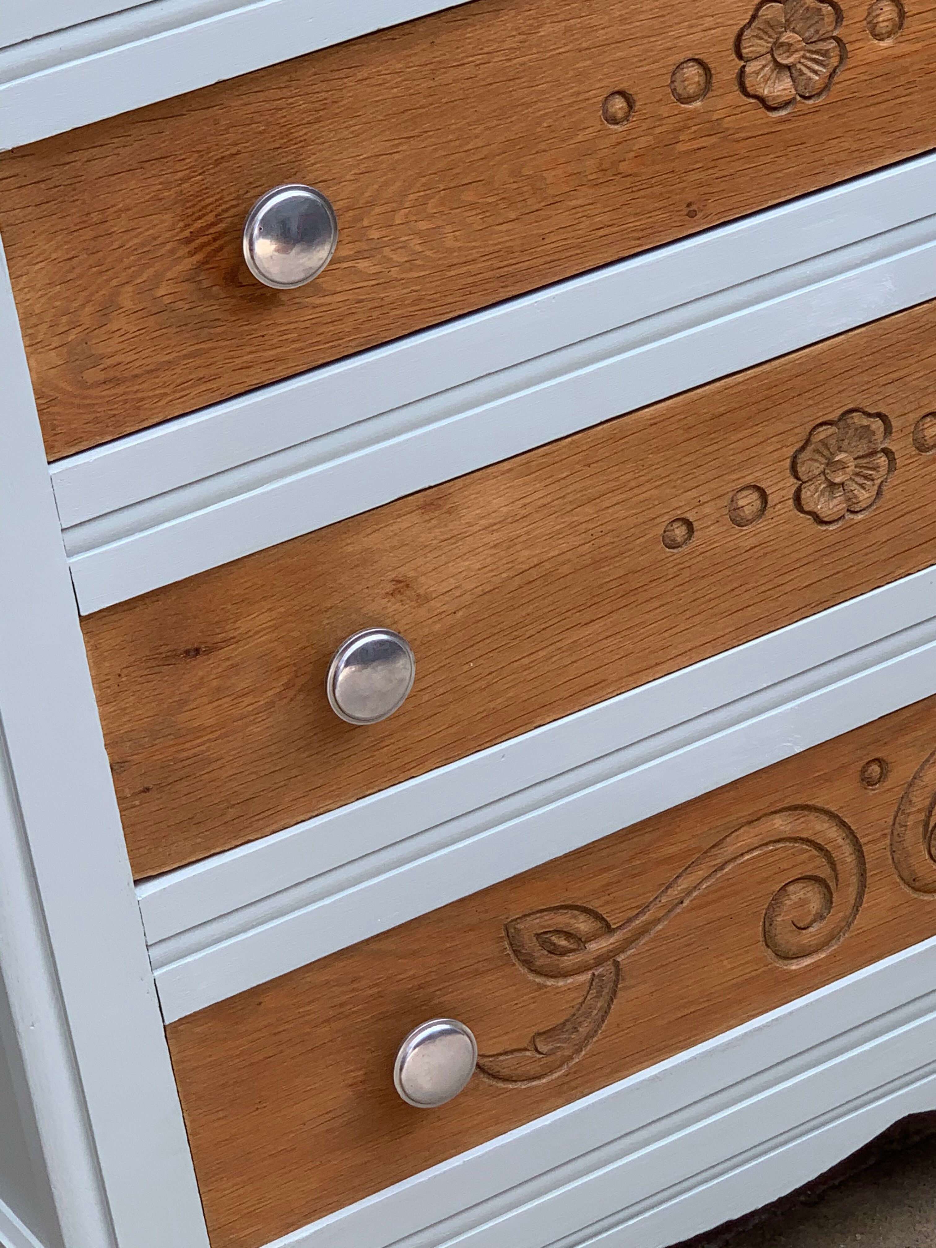 40's grey green art deco chest of drawers