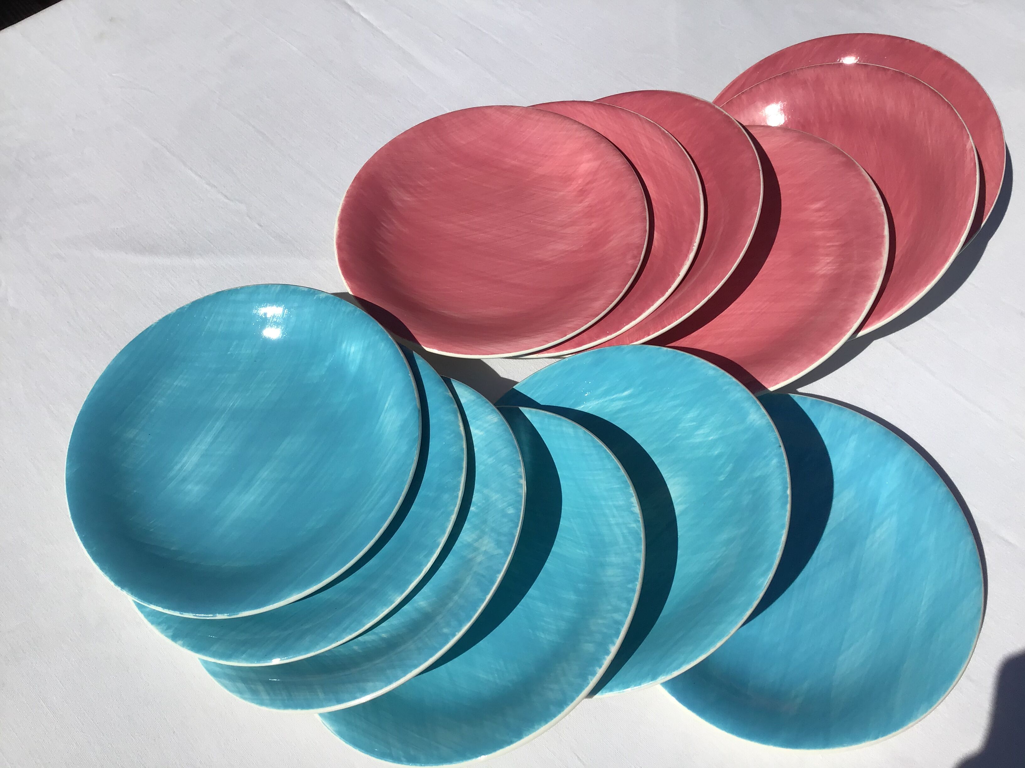 12 Hand-painted dessert plates Salins
