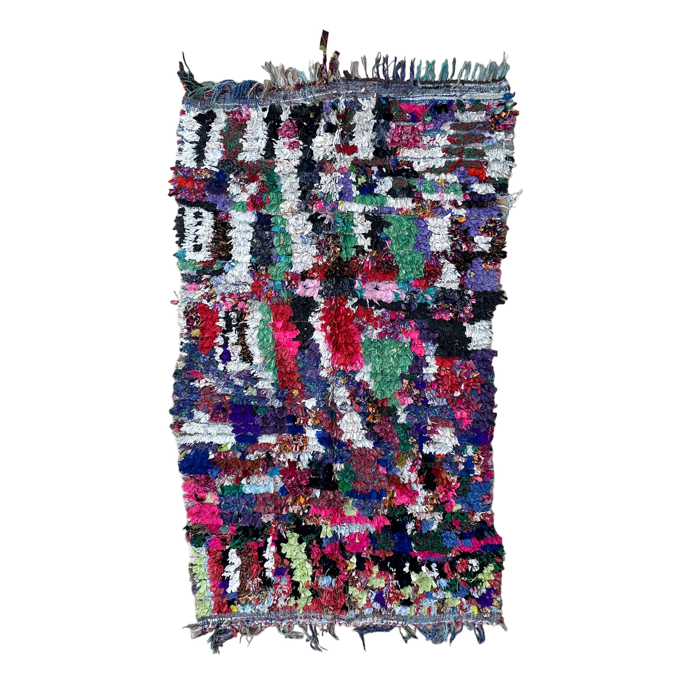 Colorful Boucherouite Berber rug - 139 x 233 cm