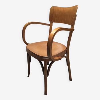 Baumann curved wood armchair