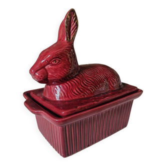 Boîte, plat à terrine lapin en céramique