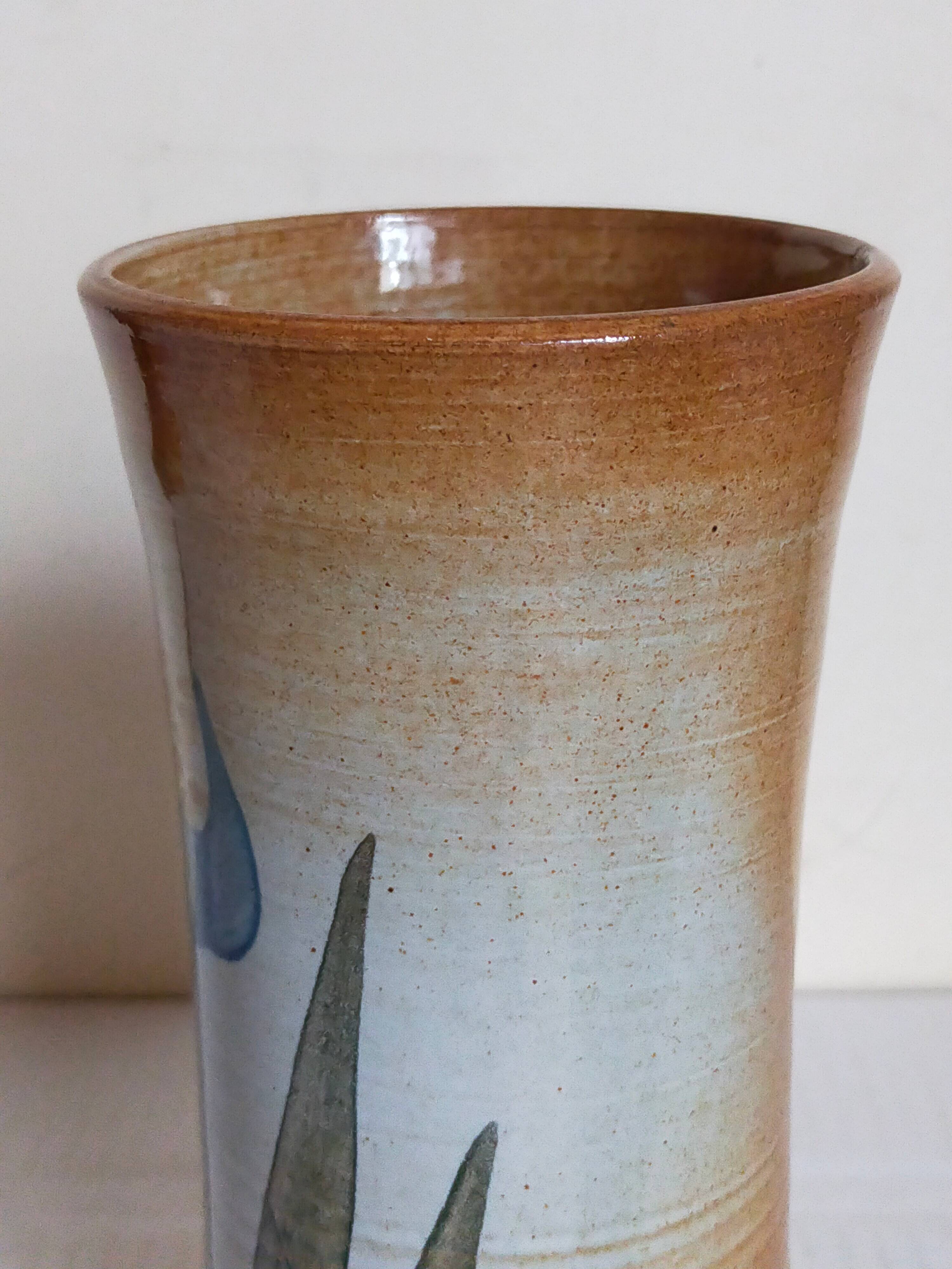 Vintage enameled stoneware potter's diabolo vase