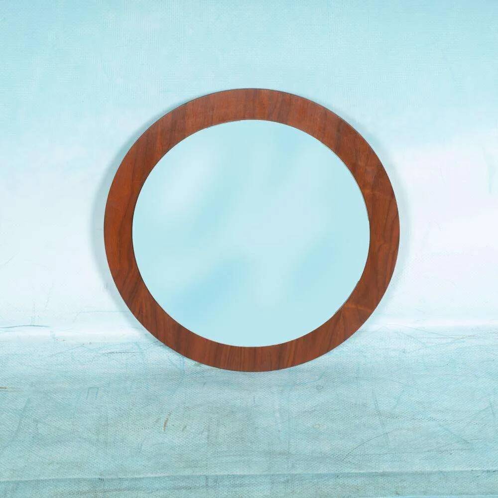 Vintage walnut wall mirror, minimalist from the 1960s.