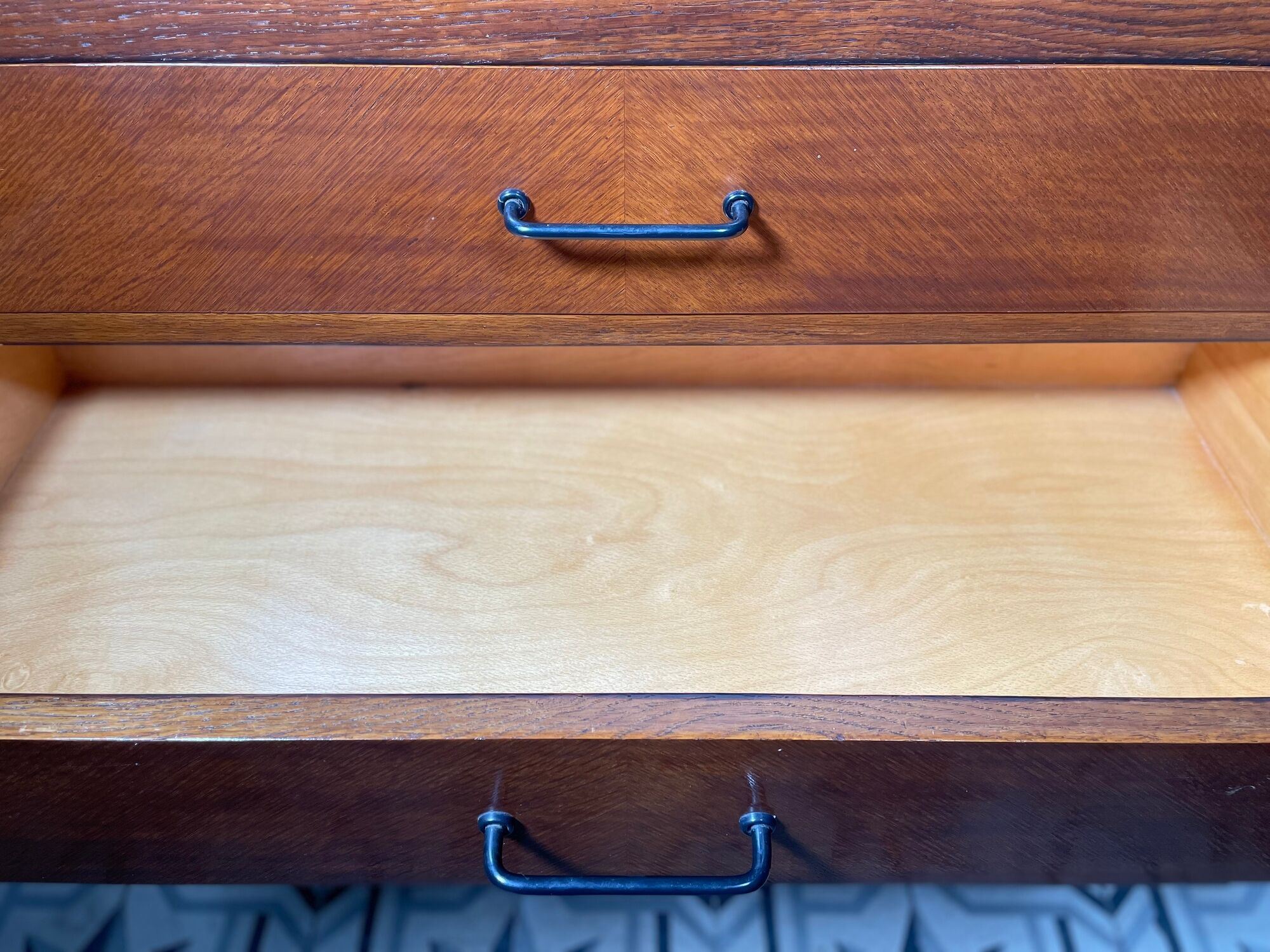 Antique chest of drawers 4 drawers, compass feet, 1960s