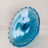 Coupe sur pied en verre bleu