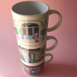 Set of three cups - scenes of urban life