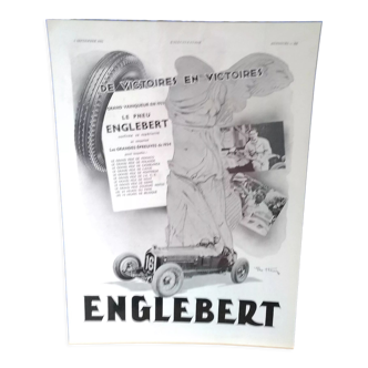 Publicité voiture pneumatique Englebert année 1934