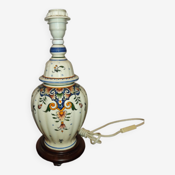 Lamp foot in earthenware of Desvres decoration Rouen