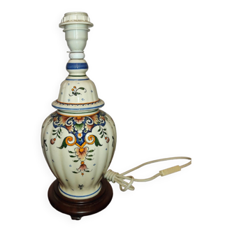 Lamp foot in earthenware of Desvres decoration Rouen