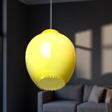 Yellow opaline pear hanging lamp