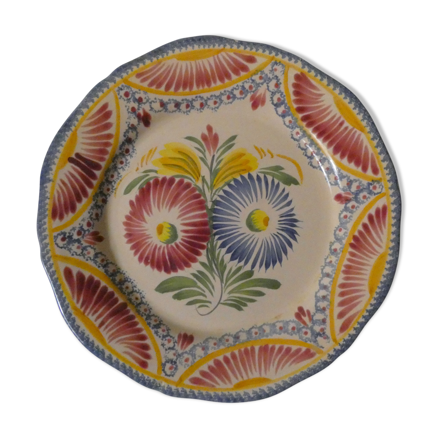 Henriot Quimper plate flat pink flowers