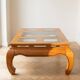 Coffee table in solid cherry wood with glass tops.