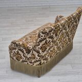 1960s, Danish 2-seater sofa, brown/beige furniture fabric, ash wood legs.