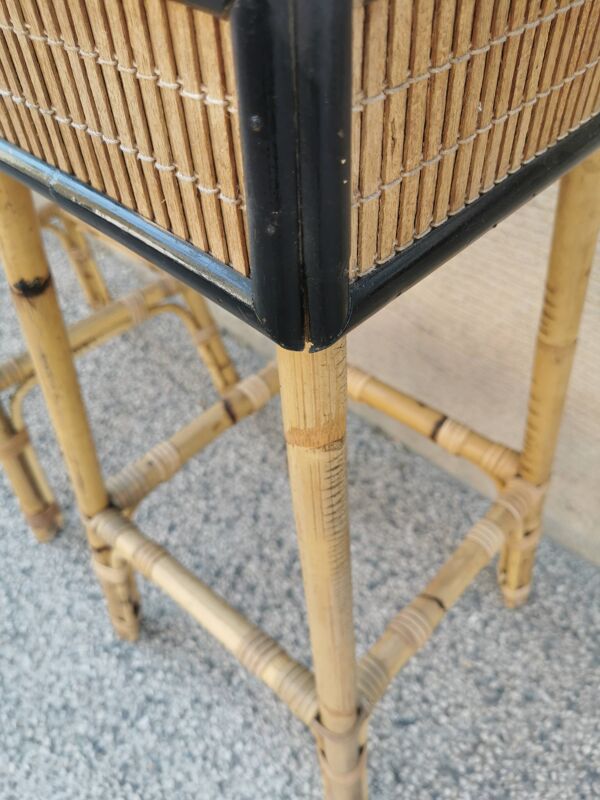 Paire de tabouret en bambou vintage années 70