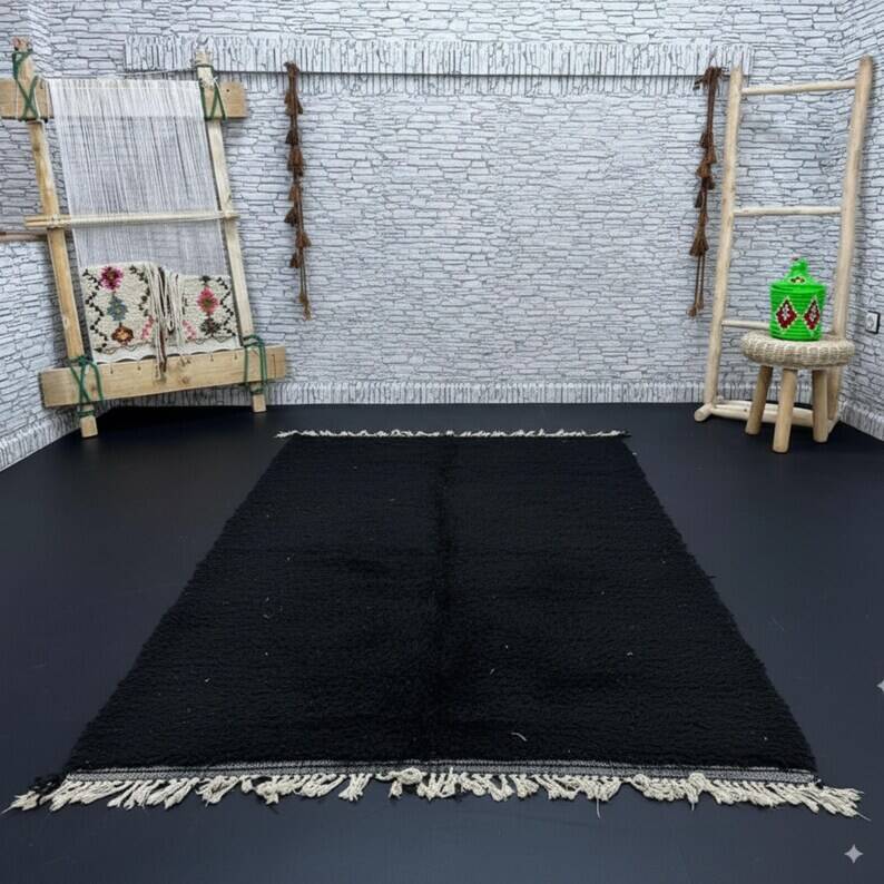 Black Berber wool rug 200cmx300cm