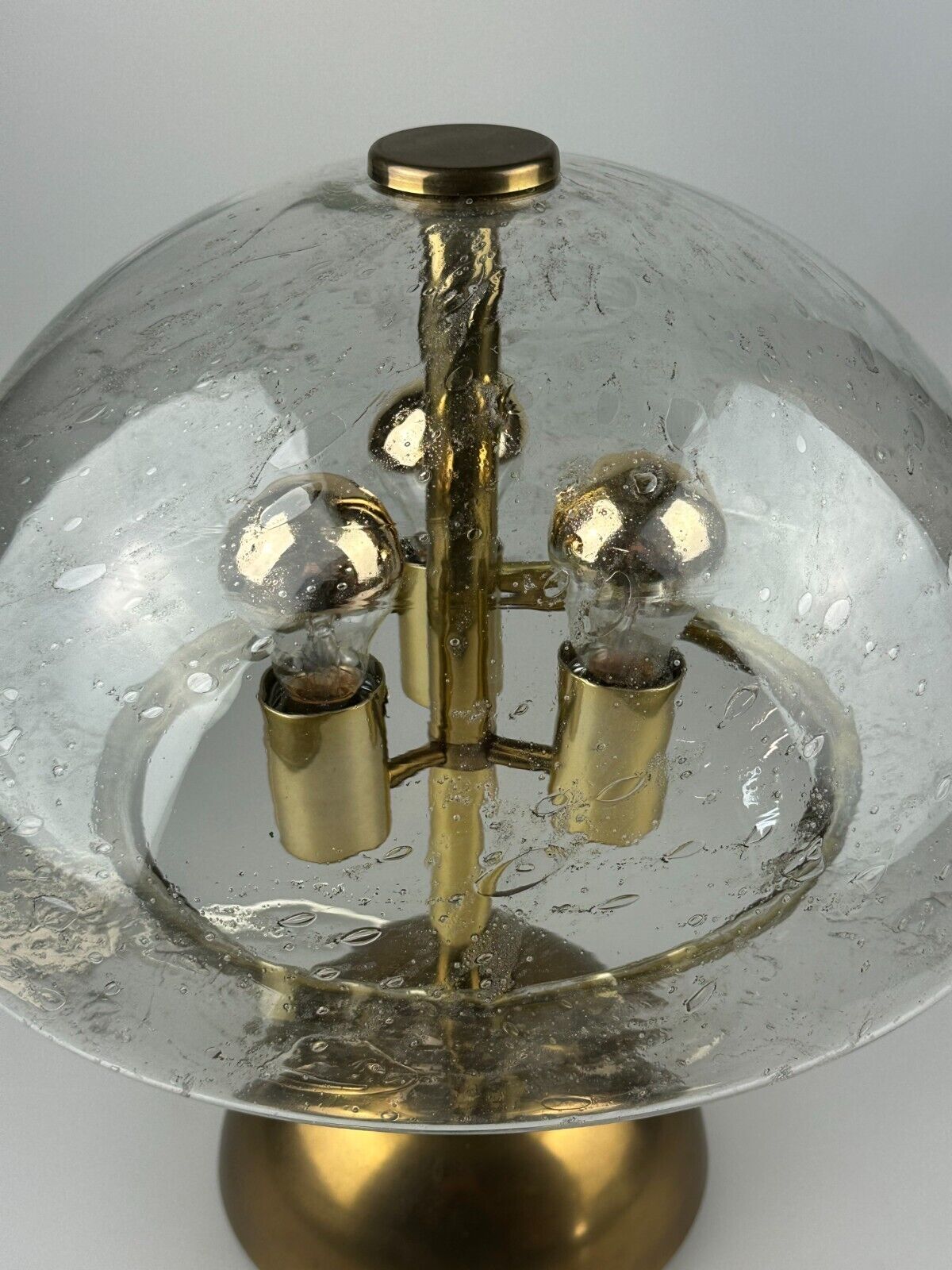60s 70s table lamp by Doria Leuchten Germany glass brass Space Age