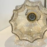 Large Albret crystal lamp in brass and neoclassical opaline glass globe