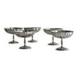 6 very large stainless steel footed bowls, Letang Remy style