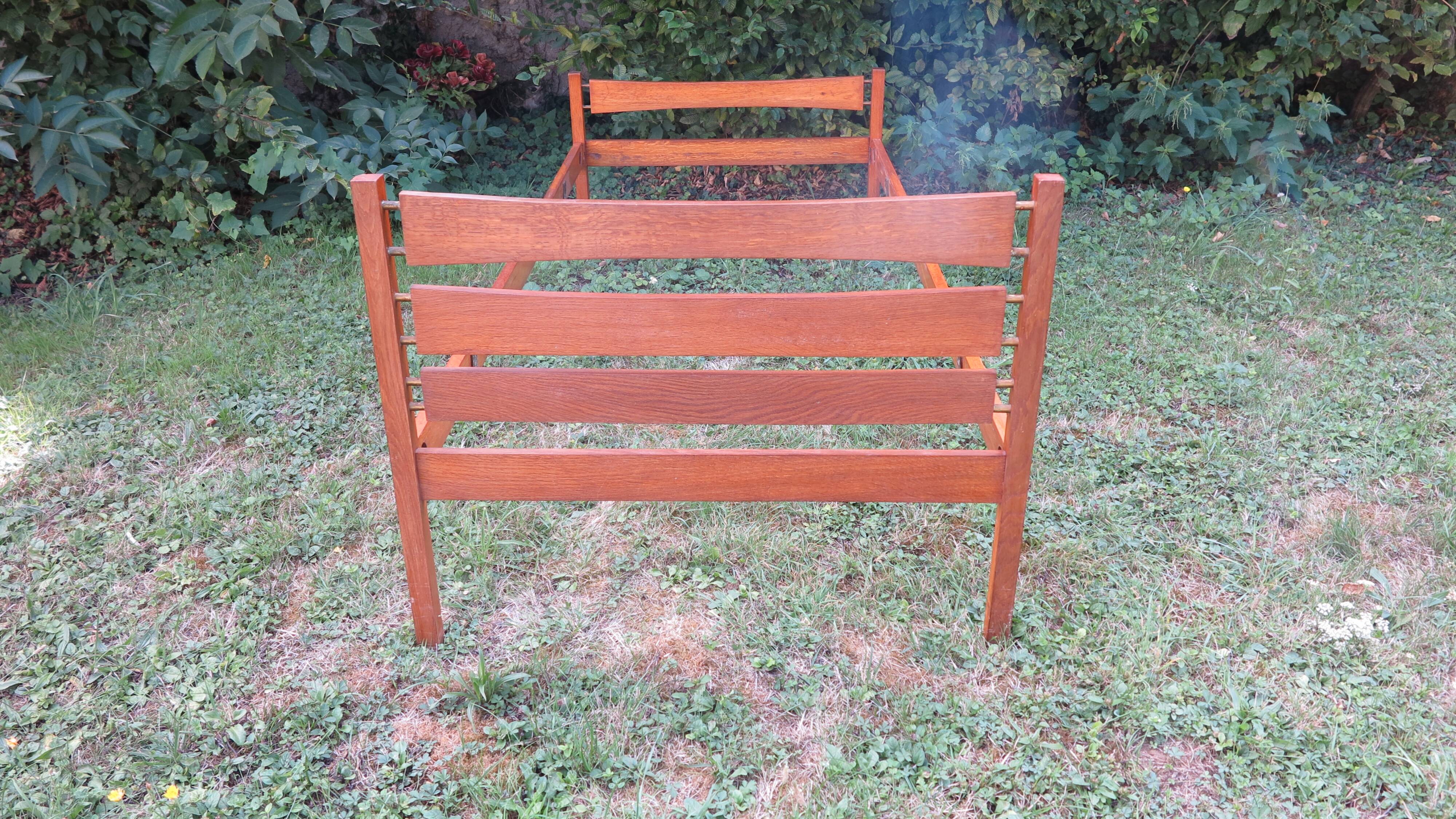 lit une personne en chêne blond années 50-60