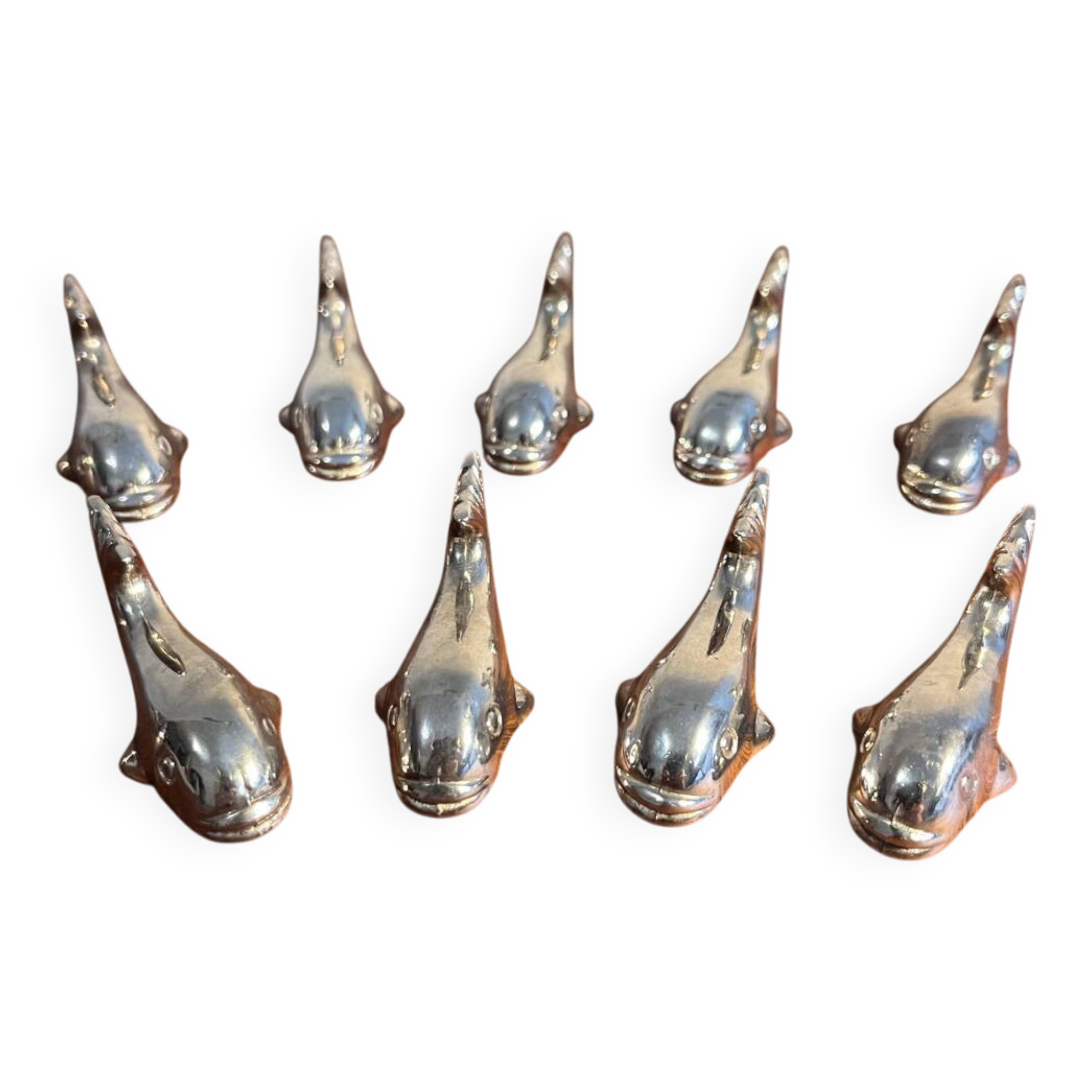 Porte couteau couvert année 70 métal argenté poisson