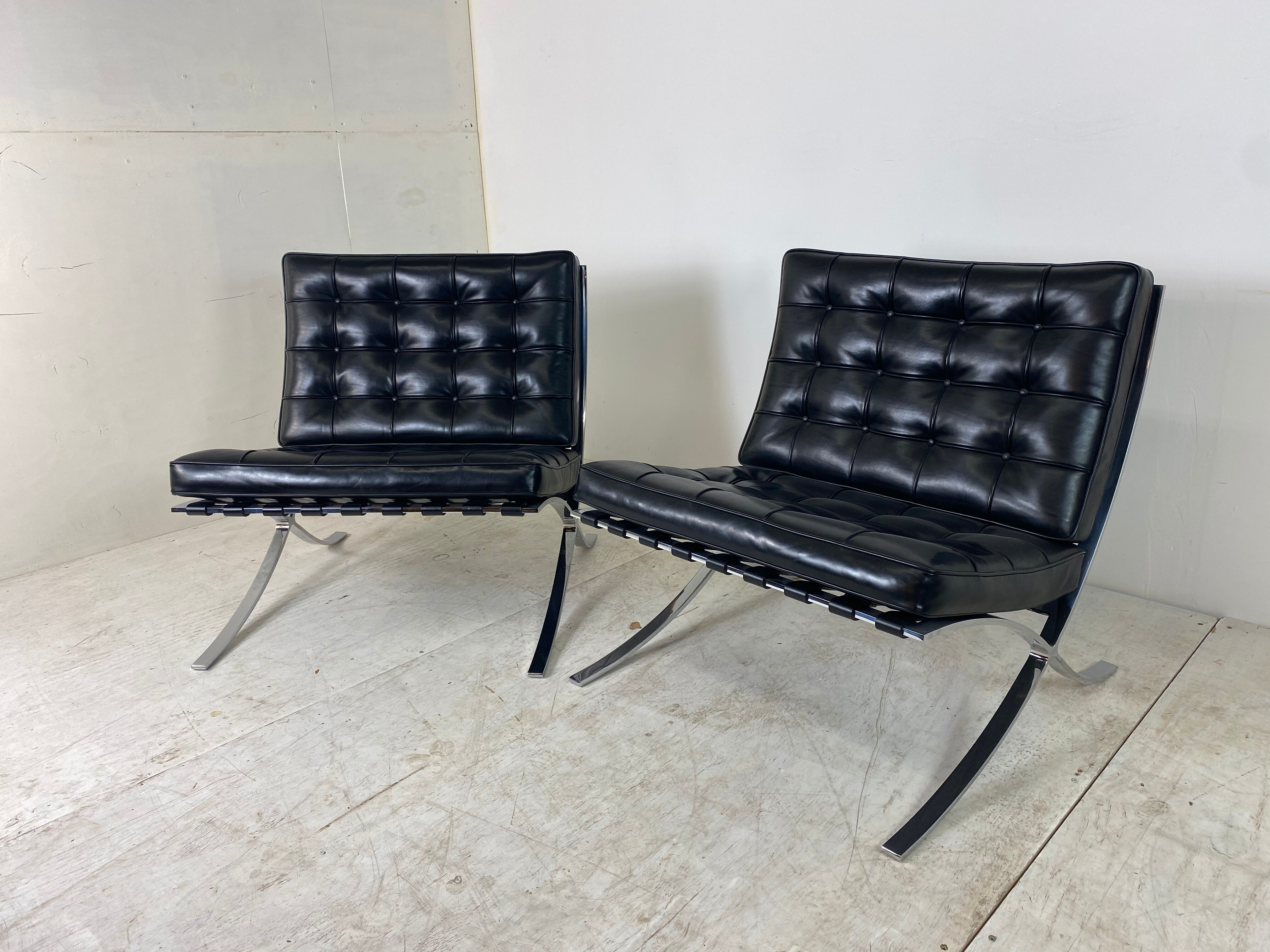 Pair of chairs Barcelona vintage Ludwig Mies Van der Rohe