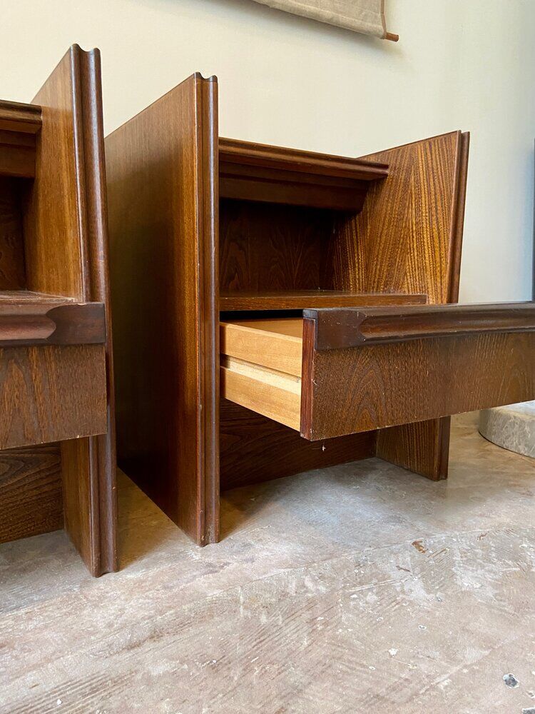 2 Scandinavian bedside tables in dark wood