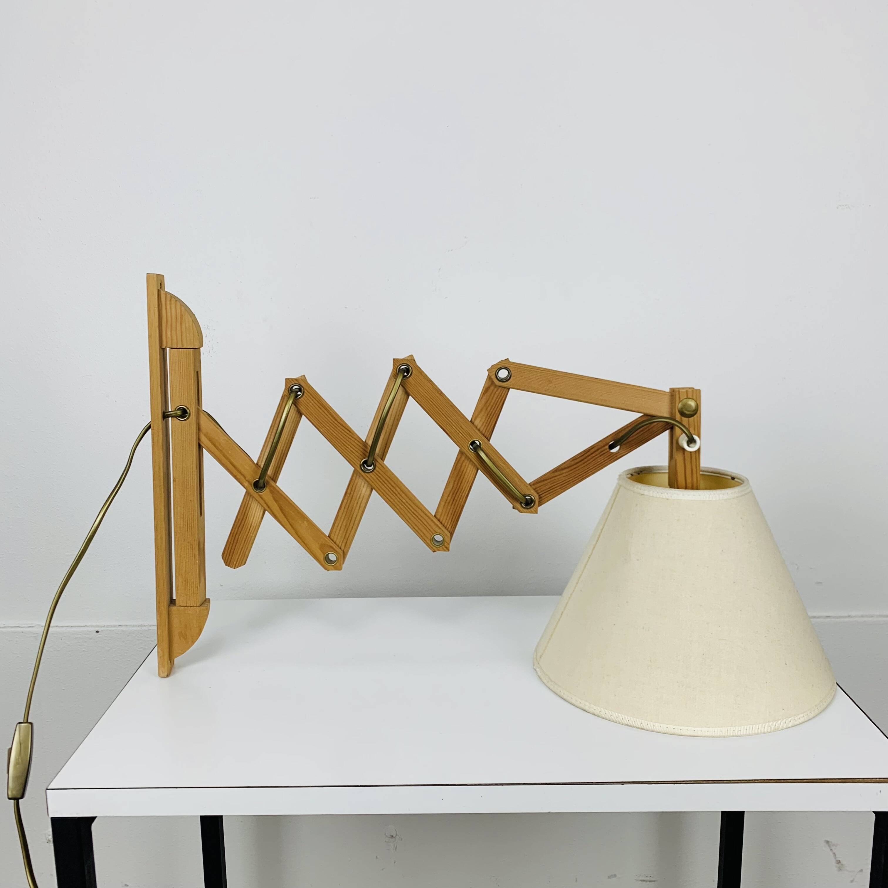 60s accordion wall light, pine