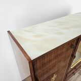 Mid-century 1960s mahogany showcase with glass top