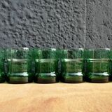 6 green water glasses