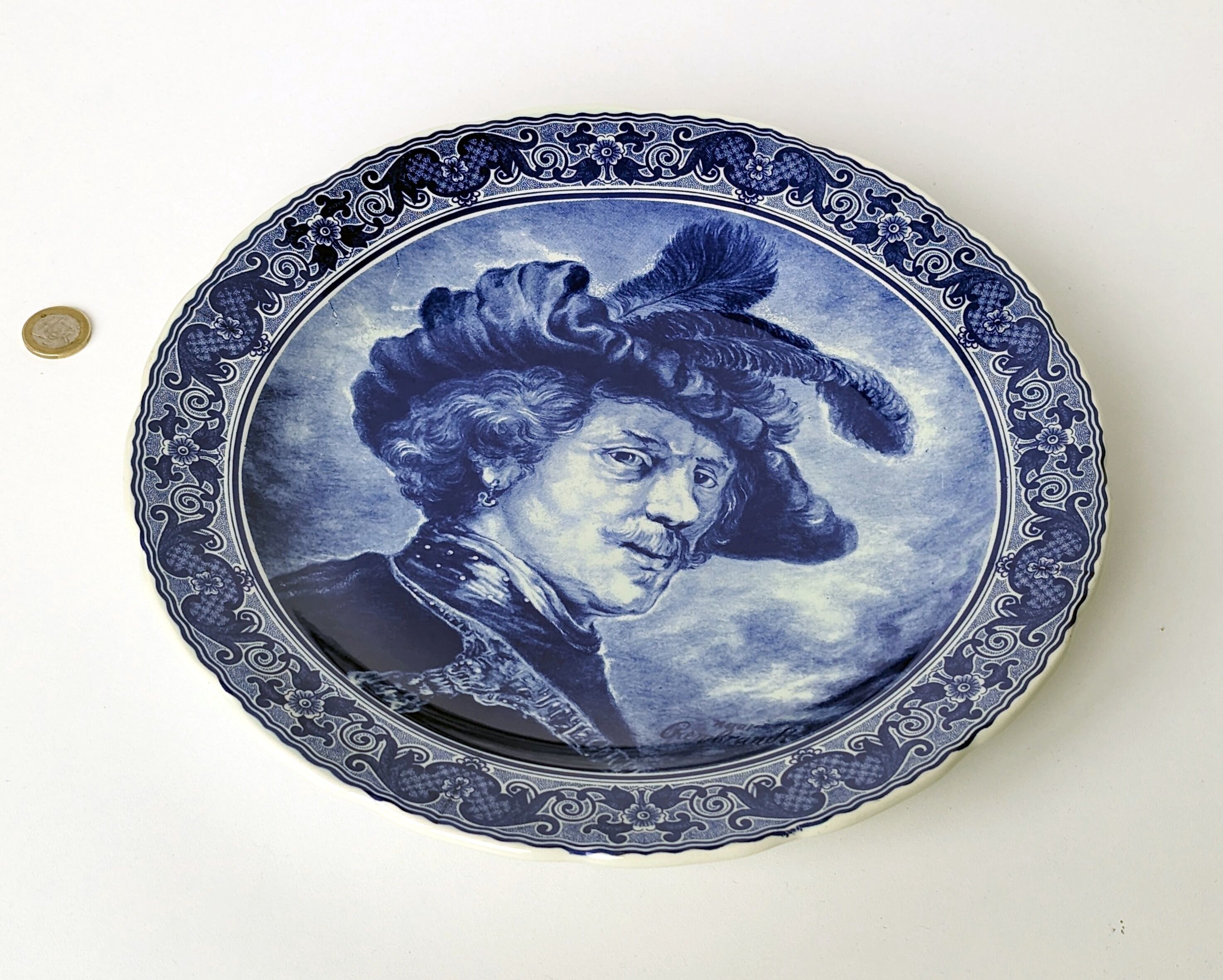 Boch Belgium ceramic wall plate depicting the painter Rembrandt