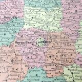 Old map of France and its departments in 1950 43x43cm
