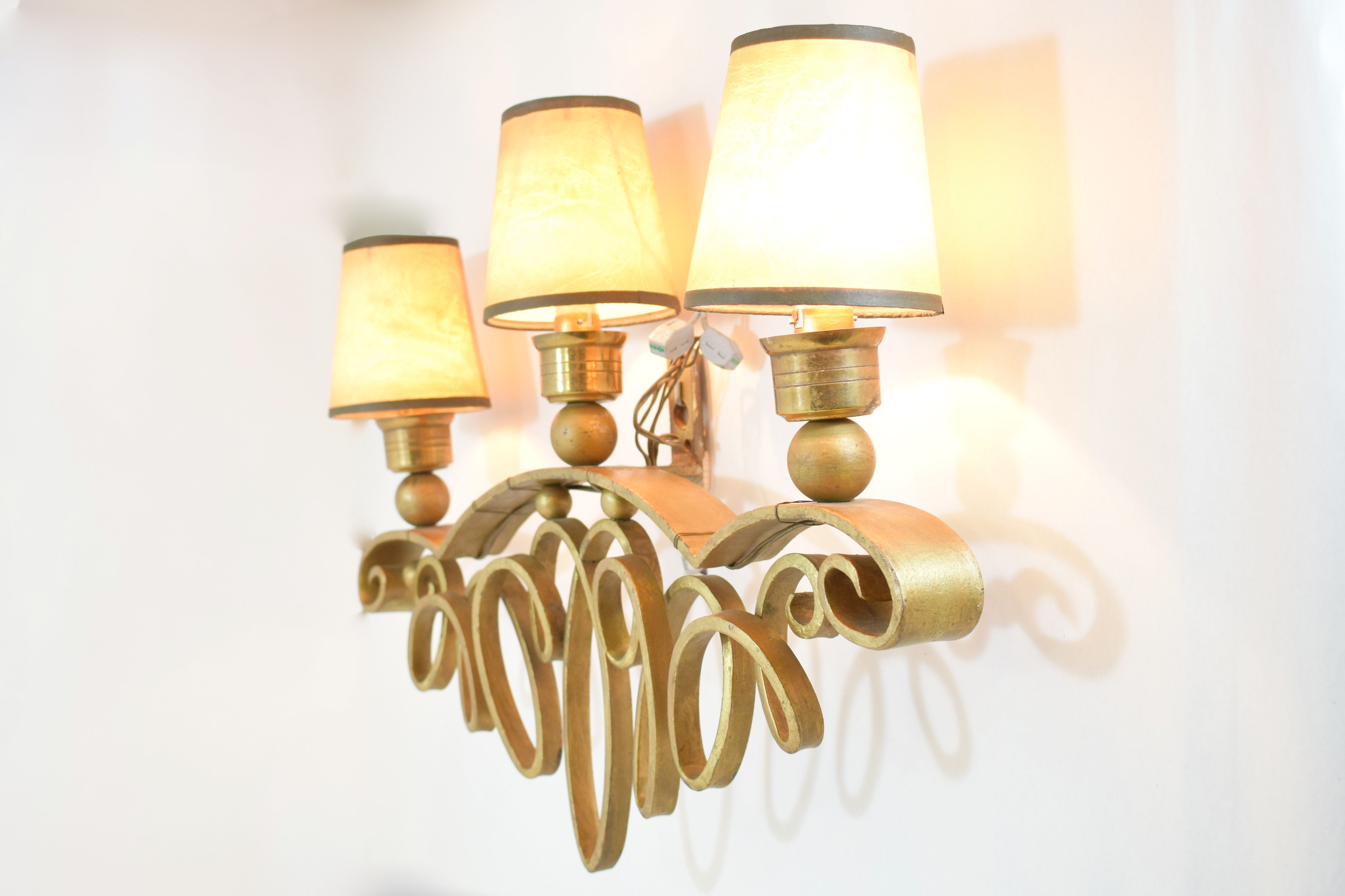 Pair of 1950 wall lights, Raymond Subes