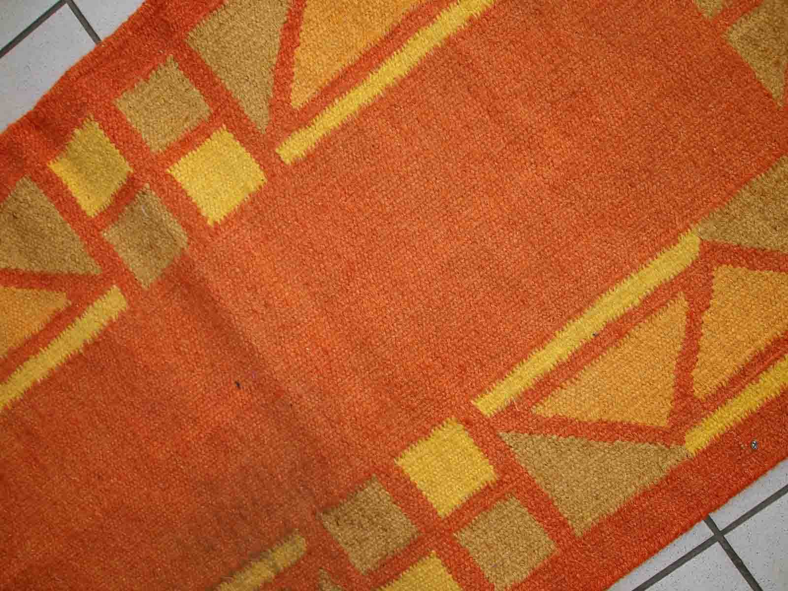 Vintage Persian gabbeh handmade carpet 71cm x 138cm 1970s, 1C470