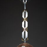 Art Deco chandelier in nickel-plated metal and copper