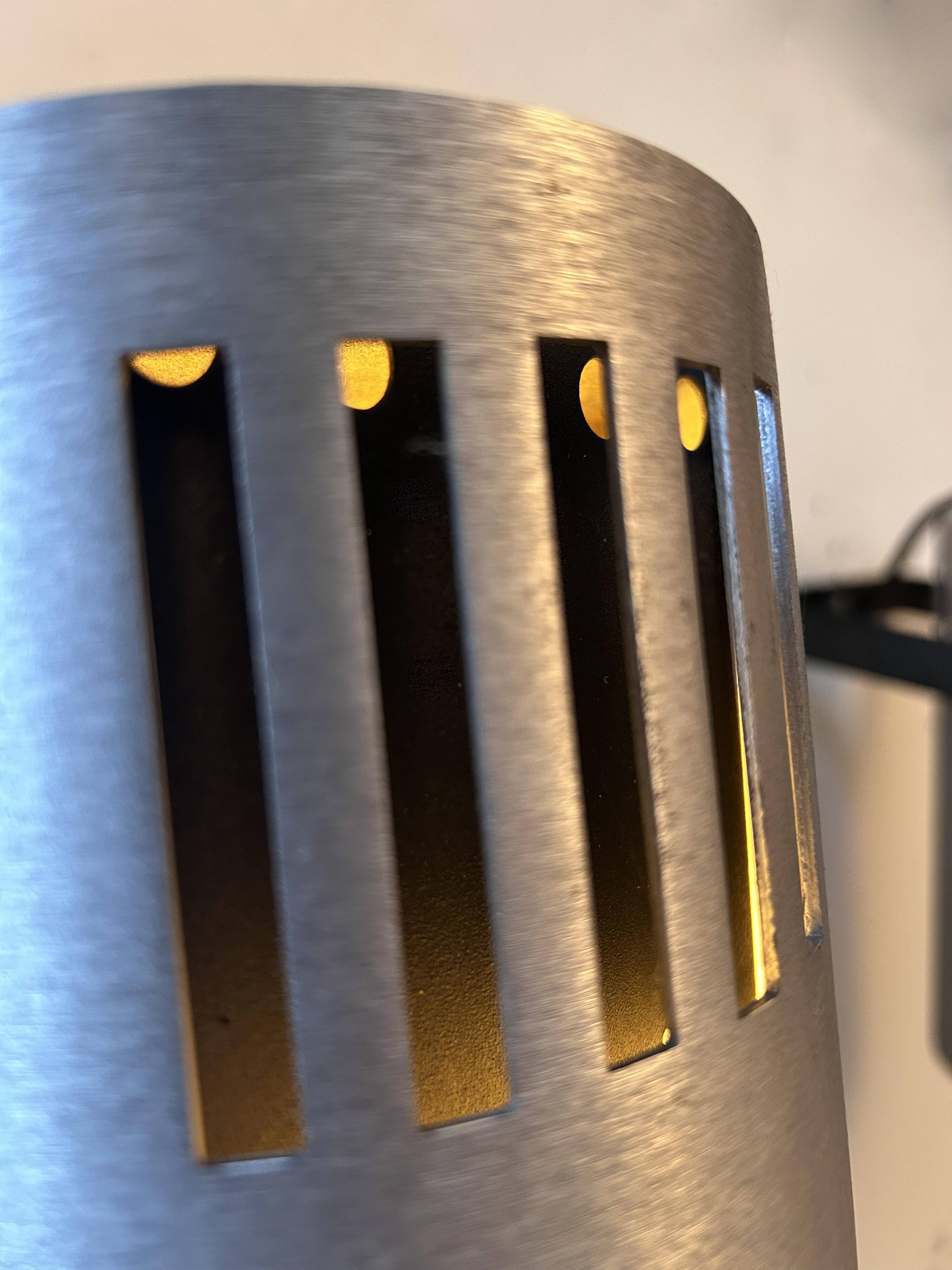 Pair of adjustable wall lights, brushed metal, France 1970