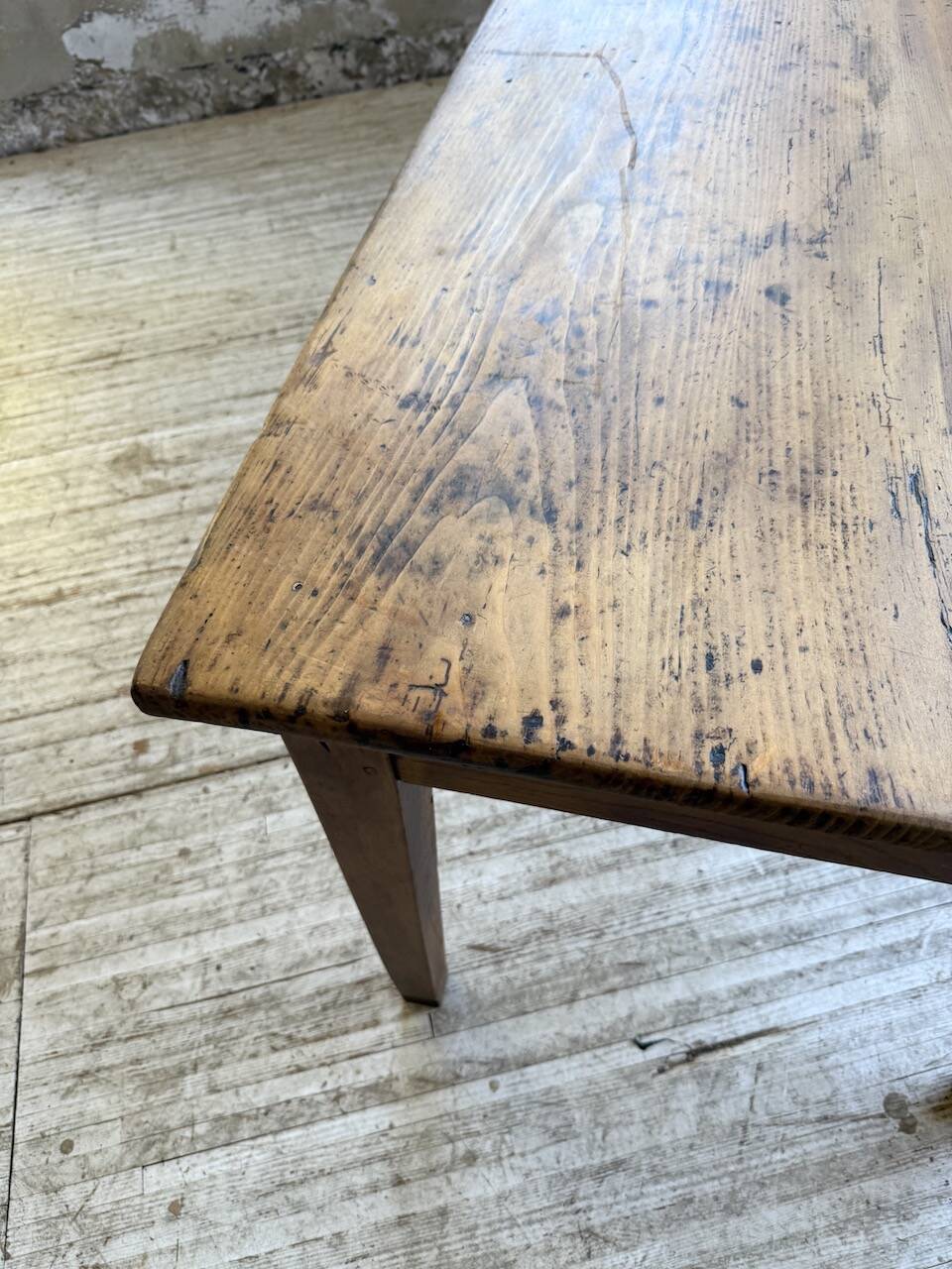 Pine and oak + walnut farmhouse table 1950