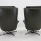 Ensemble de deux fauteuils à bascule pivotants en cuir du milieu du siècle, Peem, Finlande, 1970