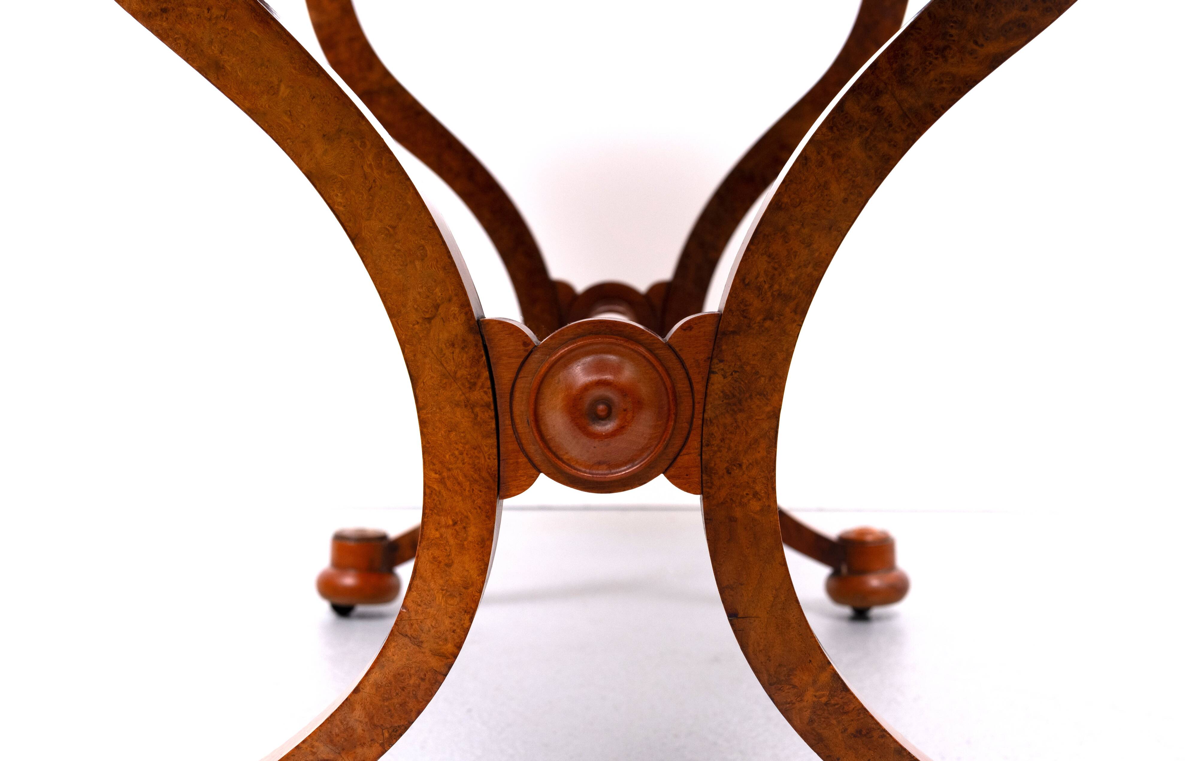 Antique Dutch Empire Burl Wood veneered desk or sofa table