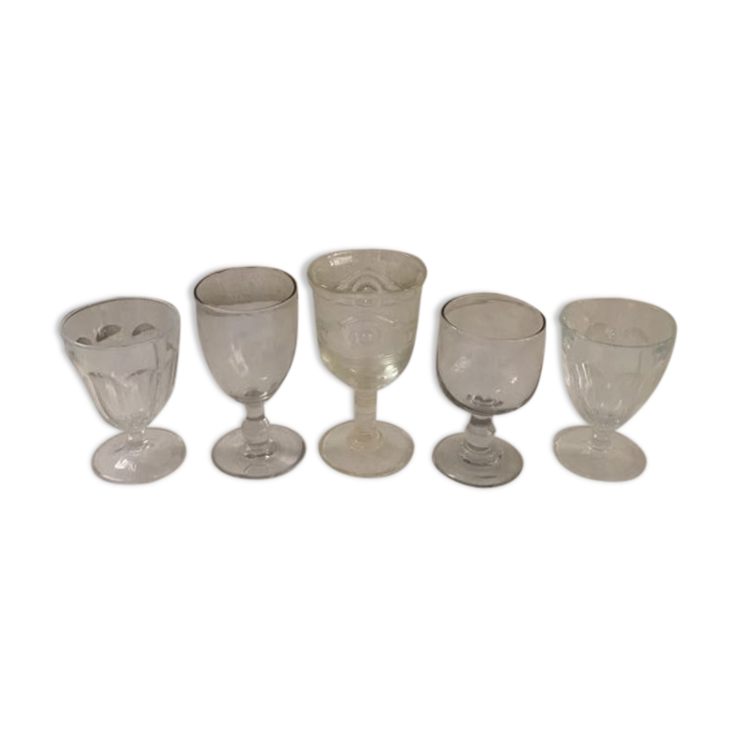 Together five mismatched stemware