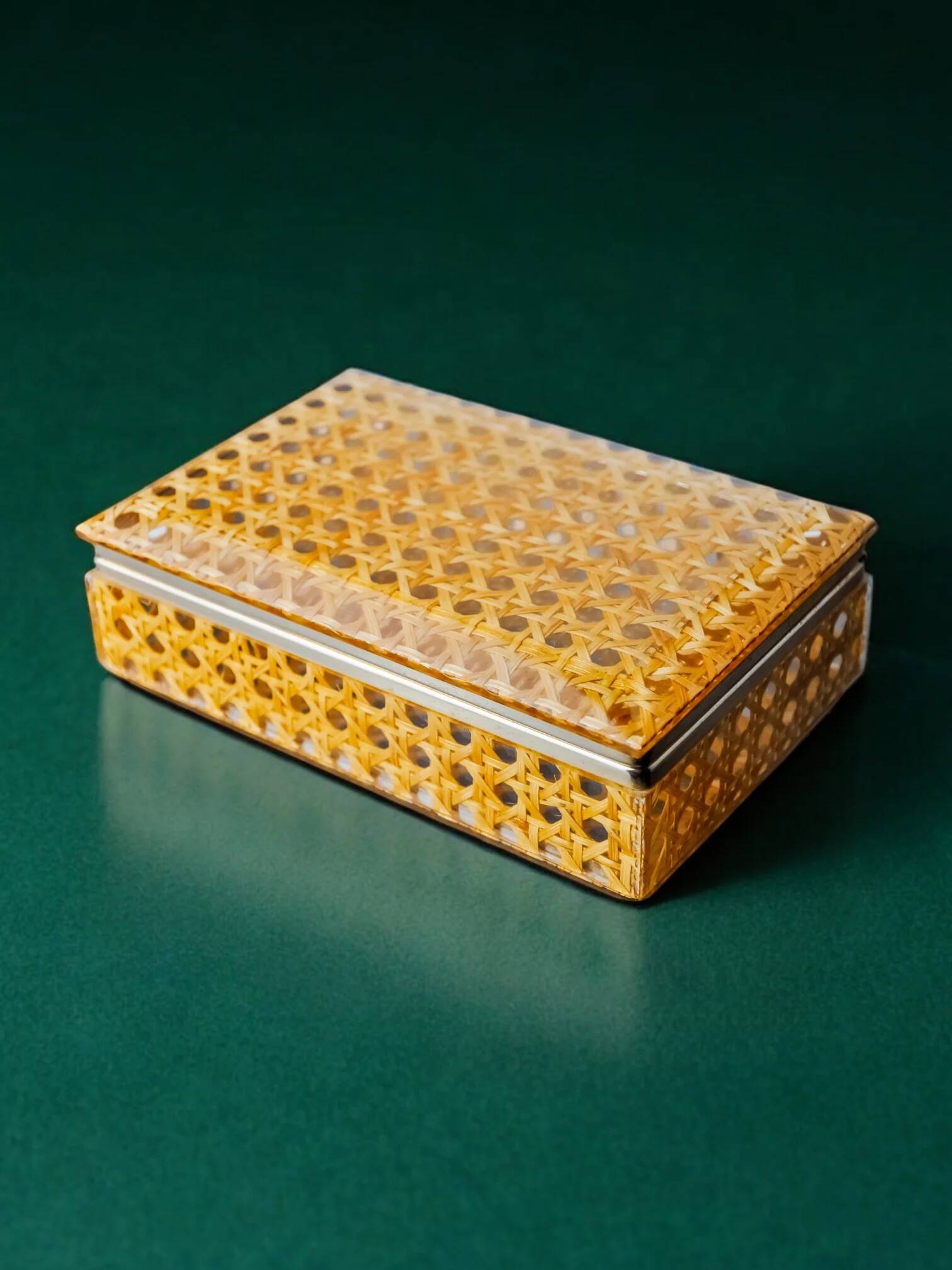 Lucite & rattan vanity box, Christian Dior style, circa 1970s