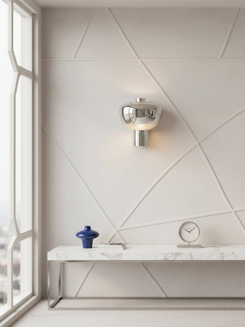 Space Age wall light in chrome with glass globe – 1970s