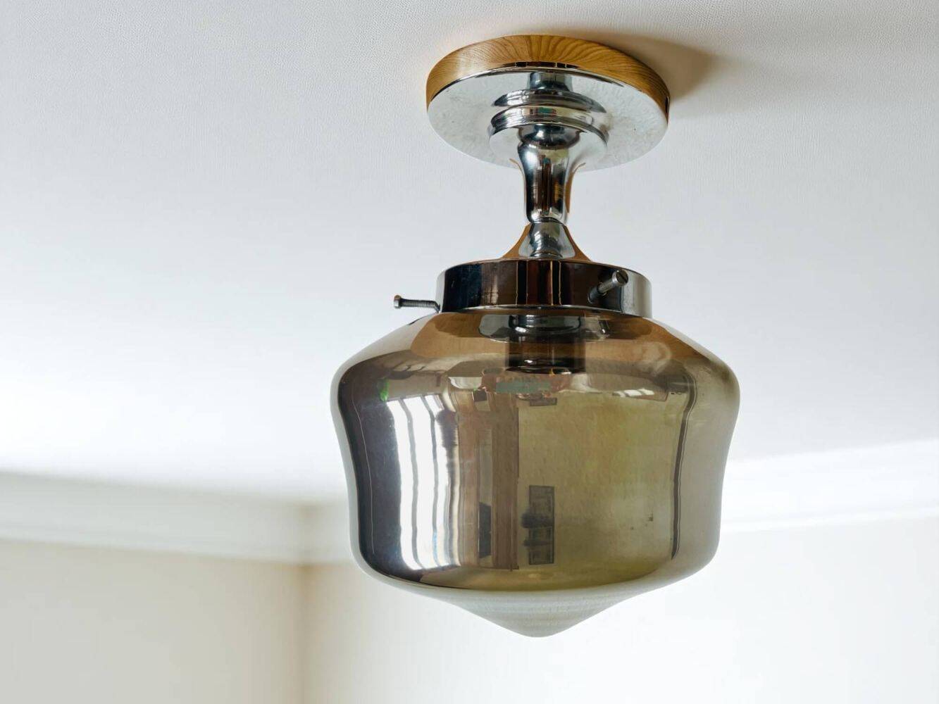 Pair Schoolhouse style semi-flush mount ceiling lamps