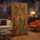 Antique painted poplar screen, landscape, baroque, 18th century