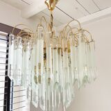 Vintage italian brass and glass chandelier, 1970s