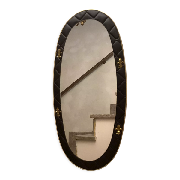 Miroir rétroviseur skaï noir surpiqûres