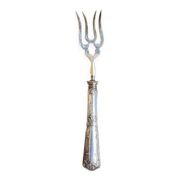 Dessert fork, service cutlery in silver engraved "CR"