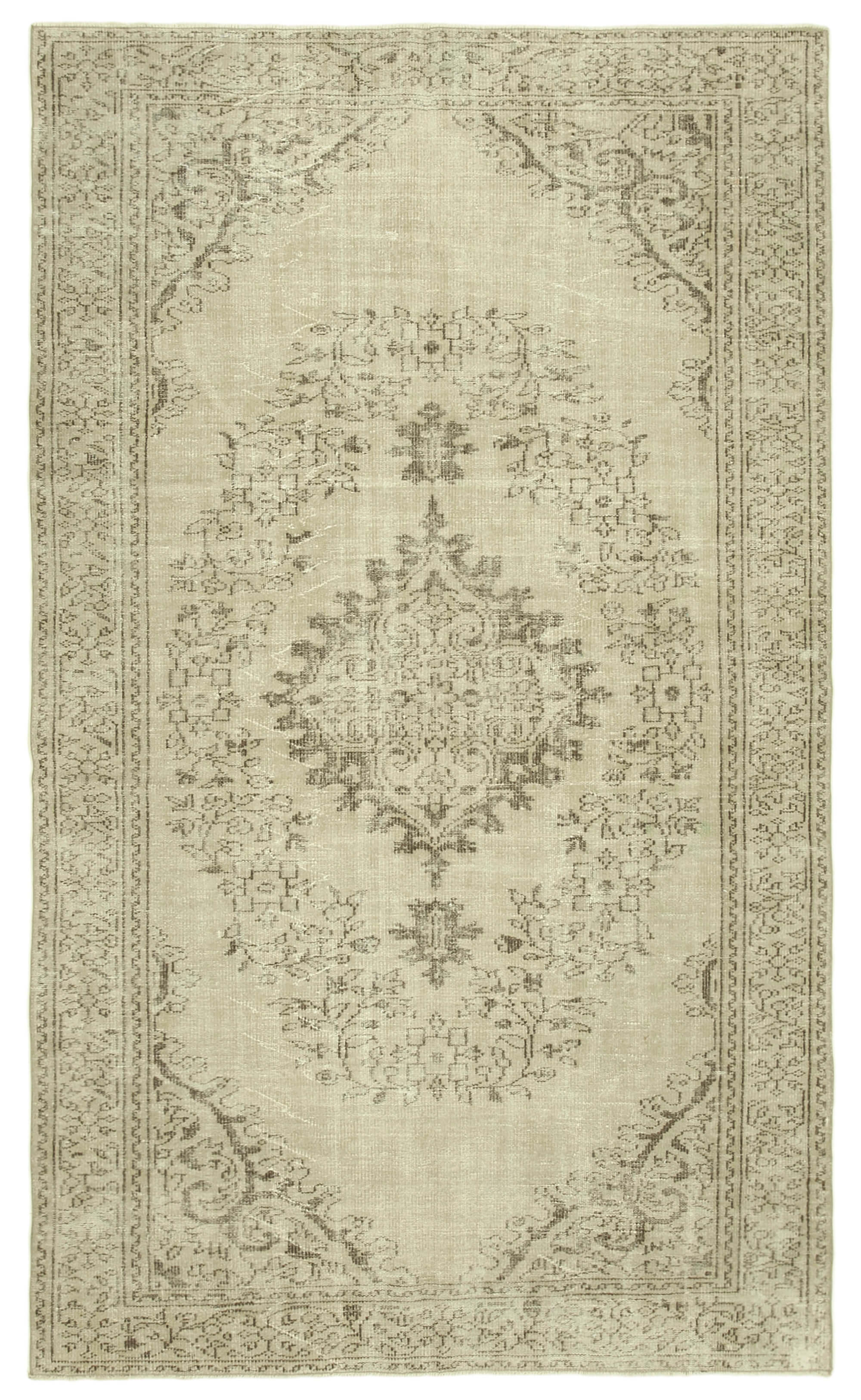 Hand-Knotted Decorative Turkish Beige Rug 193 cm x 310 cm